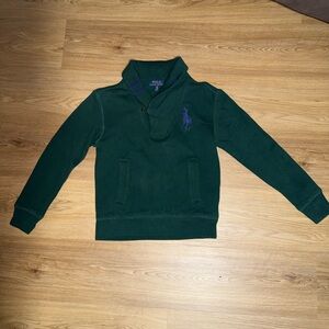 Ralph Lauren Forest Green Sweater with Purple Logo